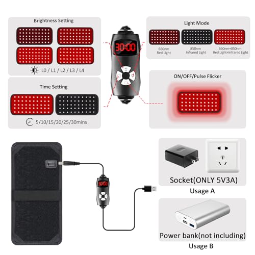 Red Light Therapy Belt, Infrared Light Therapy for Body, Wearable Wrap with Timer for Back Shoulder Waist Muscle Pain Relief, Improve Joint Inflammation, Red Light Therapy for Body - Image 5