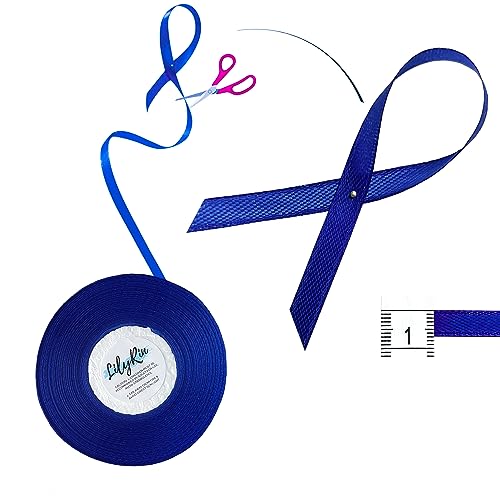 Image of Royal Blue Ribbon 1 /4 Inches 36 Yards Satin Roll Perfect for Scrapbooking, Art, Wedding, Wreath, Baby Shower, Packing Birthday, Wrapping Christmas Projects Dark