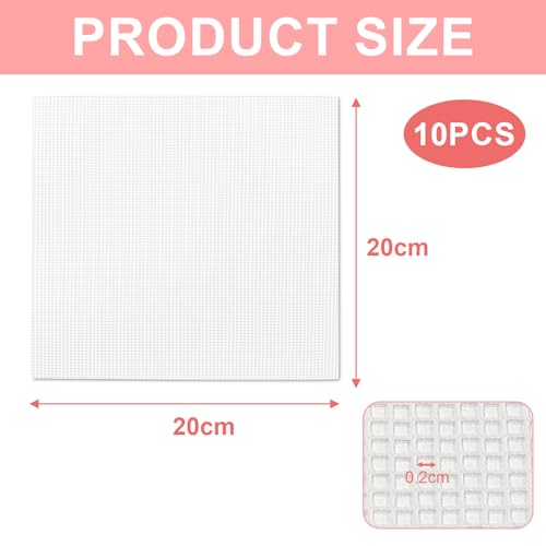 Miniatura 2 de Malla Plastico Bordado,Tela Punto De Cruz Hecho A Mano,Punto De Cruz Malla,Kit Bordado Adecuado Para Tejidos S Mano,Bordados Tridimensionales Y Proyectos De Decoración Del Hogar,Blanco