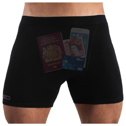 Smuggling Duds Cueca boxer masculina – à prova de roubos para viagem com bolso secreto, Pacote com 1, XXG