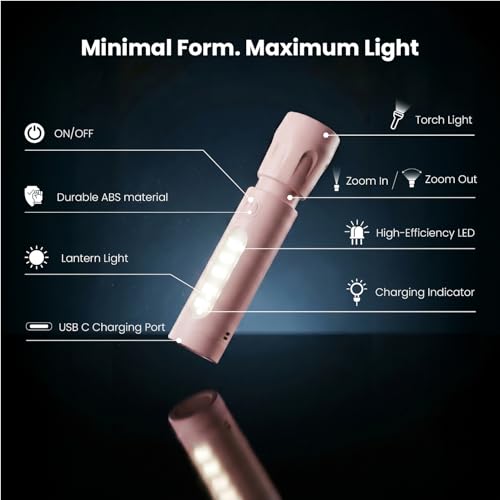 Image of wipro Zoom Max Multi Functional LED Pocket Torch | 5 Modes of Light | Type C Fast Charging | Easy Fit to Pocket | 500 mAh Battery with Upto 3 Hrs Back Up | Pack 2