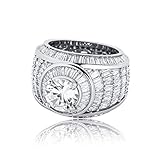 TOPGRILLZ Geometric Iced Out Simulated Diamond Cluster Wedding Ring surround CZ Jewelry 14K Gold Plated Hip Hop Fashion Big Rapper Ring Luxury Jewelry Gift For Men Women-S9