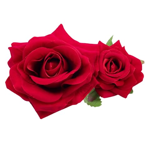 OYWOBET Rose Red Flower Hair Clip Red Hair Accessories Flowers Barrettes Prom Party Wedding Bridal Accessories for Women Bride Wedding Hair Clip