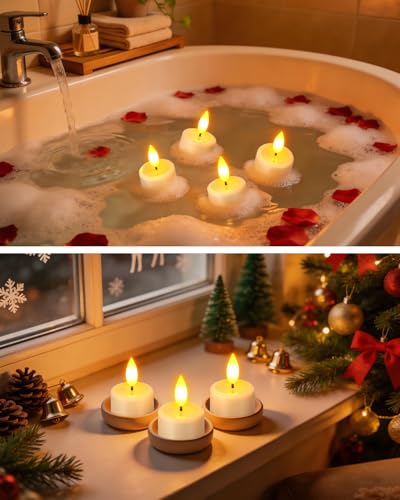 Image of SoulBay Waterproof Rechargeable LED Tea Lights with Magnetic Base, 6 Pack
