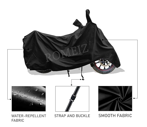 Image of All Weather Bike Cover for Hero Glamour X 125 Bike Cover with Water-Resistant and Dust Proof Premium 210T Fabric Entire Black