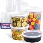 GUSTO Entreposage des aliments Conteneurs de délices avec lids [48 Ensembles] 8, 16, 32 oz. Micro-ondes, lave-vaisselle & Congélateur sûr, jetable ou réutilisable, BPA Gratuit, écoulement-proof, soupes, à emporter, préparation des repas & Restes