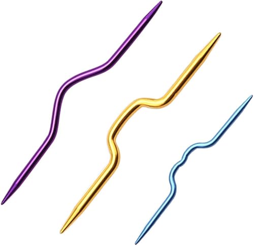 Miniatura 7 de SEWACC 18 piezas de soporte de hilo agujas torcidas agujas de tejer a mano, agujas de lana con agujas de tejer, soporte de agujas, soporte para