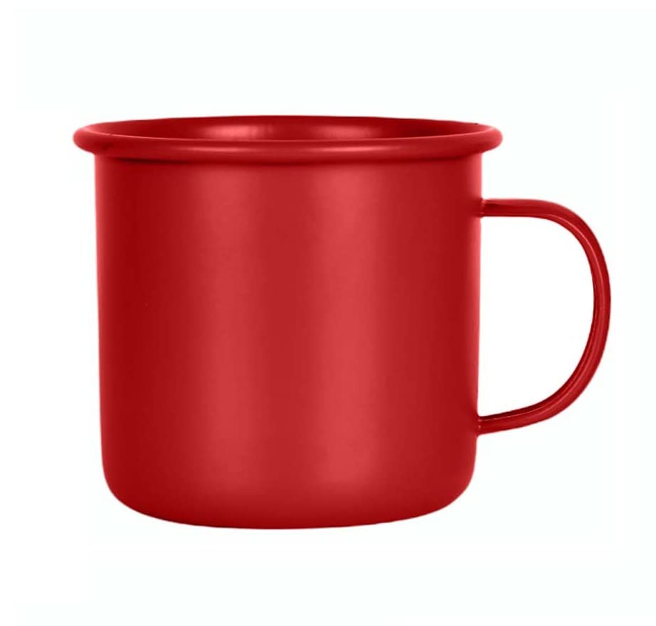 BLLUEX Military Mugs Enamel | Non-Insulated Metal | 375ml |Tea Coffee Office Mug | Unbreakable Enamel | Cool Funky Gift | Unique and Stylish | Red Coffee and Tea Mug with Handle