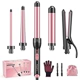 5 in 1 Keramik Lockenstab mit Glätteisen - BESTOPE MIX Lockenstab Set mit Verschiedenen Aufsätzen für Große und Kleine Locken, 10-32mm Schnellaufheizung 2 Einstellbare Temperatur für Lange kurze Haare