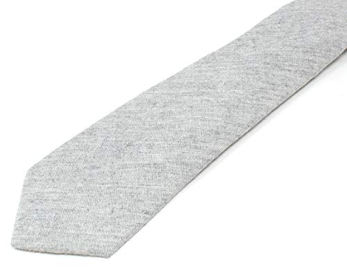 Image of Men's Chambray Cotton Skinny Necktie Tie Textured Distressed Style - 2.5 inch Width
