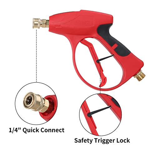 Image of Sooprinse Short Pressure Washer Gun 3000 PSI, 7 Inch Replacement Extension Curved Wand, 5 Nozzle Tips, M22-14 Inlet