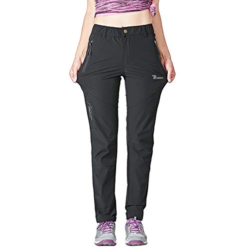 Gopune Women's Hiking Pants Outdoor Lightweight Quick Dry Water Resistant (Black,L) #TOP3