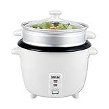 Better Chef Basic Rice Cooker with Food Steamer | Glass Lid | Non-Stick | Cool-Touch | Paddle and Cup Included (20-CUP, White)