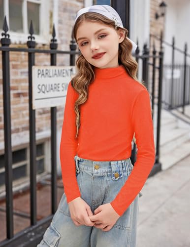 Image of Arshiner Girls Turtleneck Sweater Kids Casual Long Sleeve Knit Pullover Tops