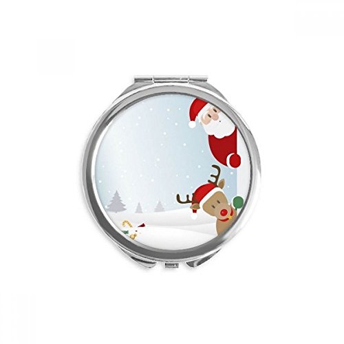 Miroir rond de poche portable père noël elk peep pour retouches maquillage en soirée