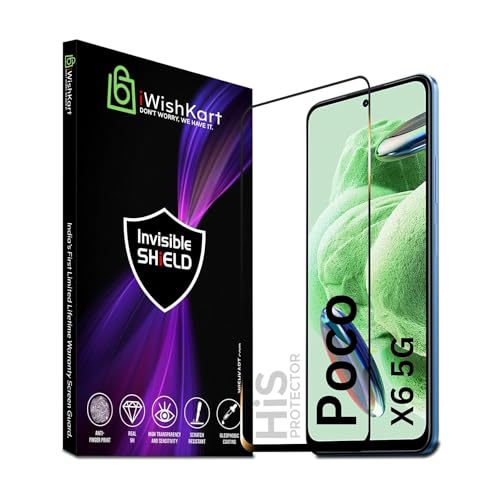 Image of iWishKart HiS Poco X6 5G Tempered Glass [with warranty] screen protector guard Full Edge to Edge 9H Full Glue FHD with Easy Installation kit (pocox6)
