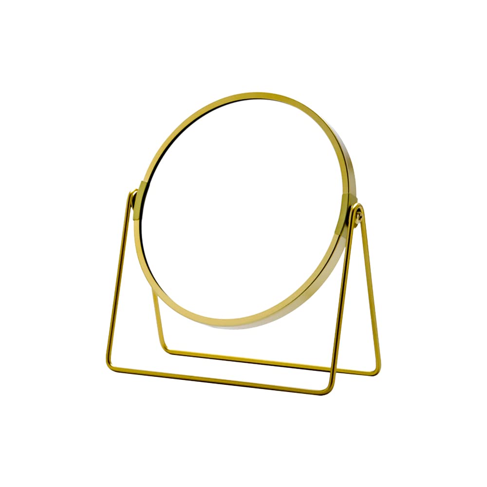 7 Inch Tabletop Makeup Mirror, 3x Magnifying Vanity Mirror Double Sided Gold Finish, Vintage 360° Rotation Metal Cosmetic Mirror, Round Beauty Mirror Hand Mirror Suitable for Tabletop Makeup