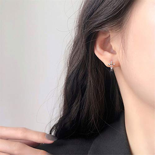 N+A Sterling Silver Cubic Zirconia Cross Hoop Earrings #TOP30