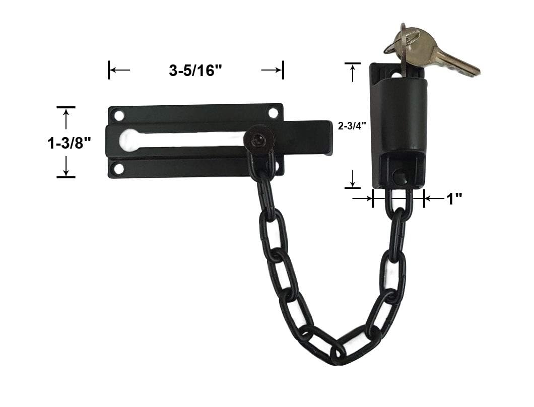 QCAA Lot de 2 chaînes de verrouillage de porte, construction moulée sous pression, nickel brossé satiné, fabriqué à Taïwan
