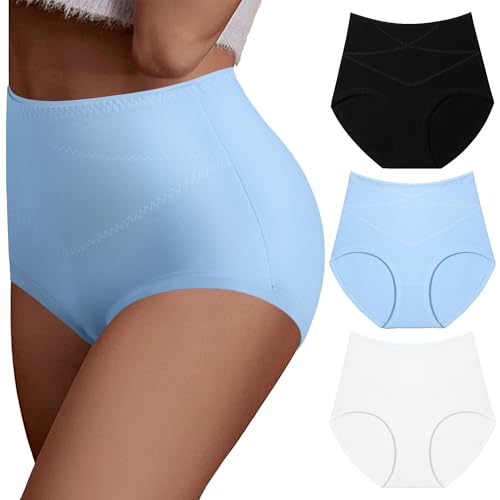 Image of Women's Cotton Underwear,Ladies Soft Stretch Tummy Control Comfy No Muffin Panties Boyshorts
