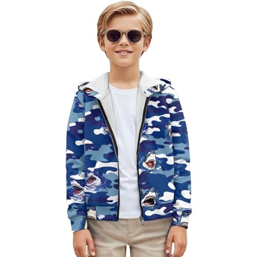 Kids Boys Girls Zip Up Hoodie 3D Printed Hooded Sweatshirt Hoody Coat with Pocket 6-16 Years