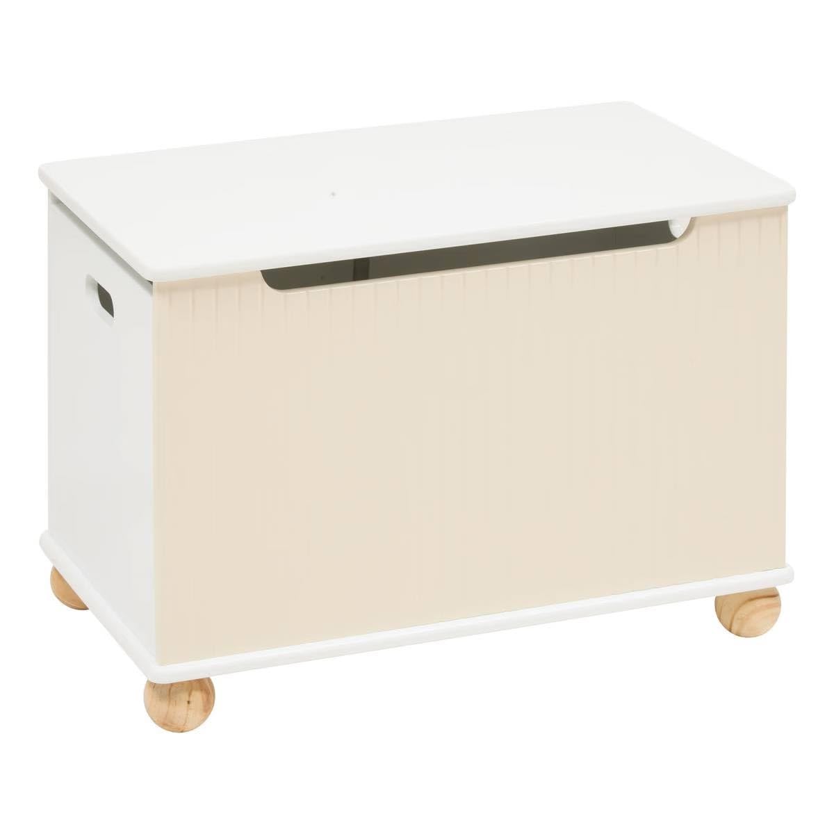 Coffre à jouets enfant Bouli beige 60cm bac de rangement bois chambre bébé