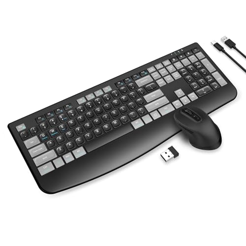 Rechargeable Wireless Keyboard and Mouse Combo, EDJO Silent 24GHz