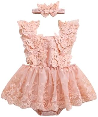 Karwuiio Newborn Baby Girl Romper Dress Infant Sleeveless Lace Floral Romper Bodysuit Baby Girl Summer Clothes Outfits