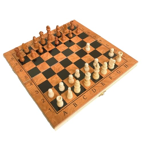 Jogo de Xadrez Tabuleiro Madeira Maleta Dobrável Portátil Brinquedo Educativo Infantil Peças (29 x 2