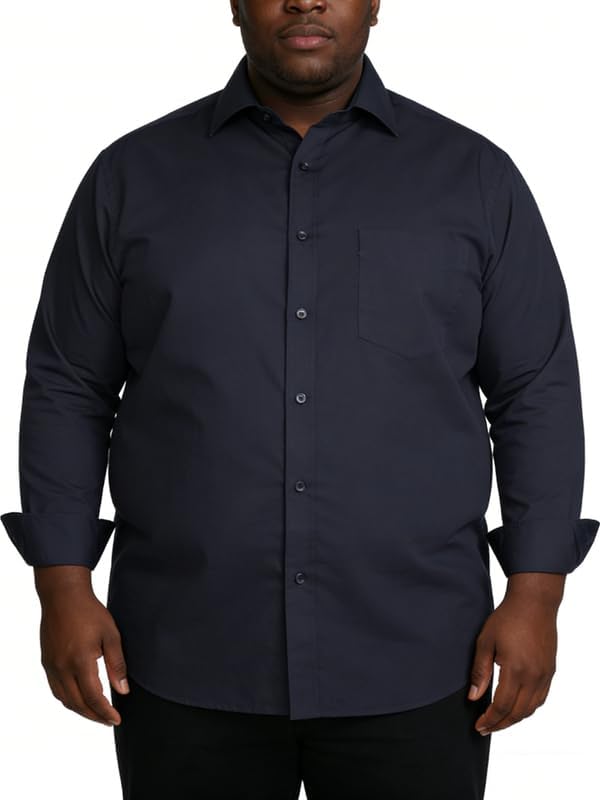 Mens Big and Tall Dress Shirts Button Down Shirts Long Sleeve Shirt from Size S to 6XL(T)