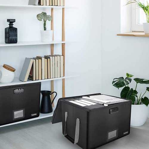 Tamfile File Organizer With Lock, Fireproof Document Box, File Storage Box, Bankers Boxes With Lid, Document Organizer For Hanging Letter/Legal Folder, Collapsible Portable Filing Box For Home Office #TOP6