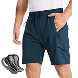 EFGETD Pantalones Cortos de Ciclismo de Montaña Impermeables para Hombre, con Forro Acolchado y Amortiguación, Elásticos y Transpirables, con 5 Bolsillos(Azul,M)
