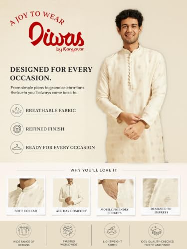 Image of DIWAS BY MANYAVAR Men's Brocade | Jacquard Weave Kurta (1pc)