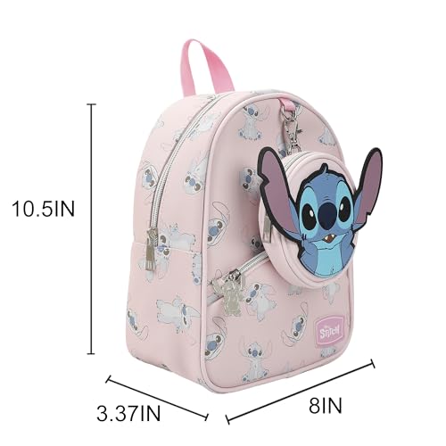 Disney Stitch Playful Pose Pink 10.5" Mini PU Backpack3