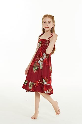 Image of Matchable Family Hawaiian Luau Men Women Girl Boy Clothes in Pineapple Garden Burgundy