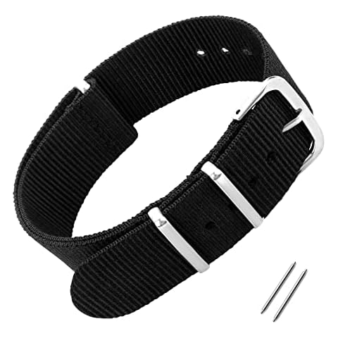 cobee Correa de reloj de nailon para hombres y mujeres con hebilla de metal plateado Cover