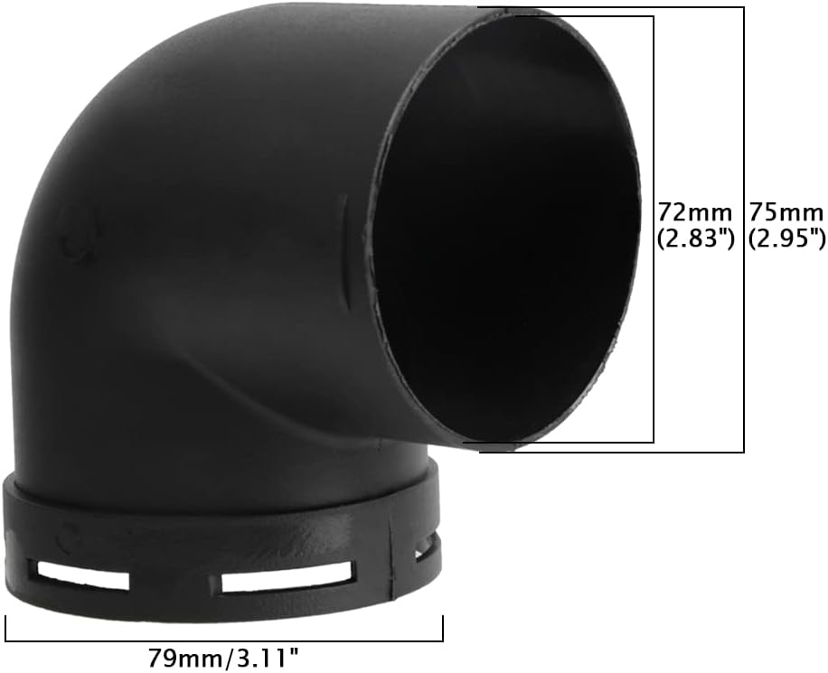 RUIAN 75mm (3") Diesel Air Heater Duct Elbow Outlet, Universal L-Shape Car Air Ducting Pipe Connector, 2.95" Outer Diameter Warm Air Vent Replacement for Vehicles, RV, Truck, and Boat