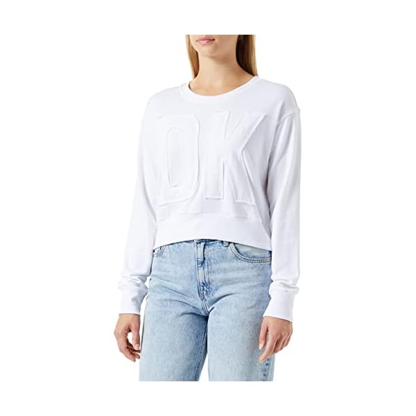 DKNY Damen Exploded Applique Logo Crewneck Pullover Sweater