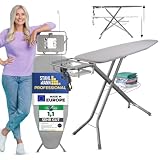 SEHR BELIEBT! STAHLMANN ® XXL-Bügelbrett für Dampfbügelstation [130x48 Bügelfläche]– Bügeltisch [Made IN Europe] – extra stabiles Bügelbrett – Bügelbrettbezug [100% Baumwolle]