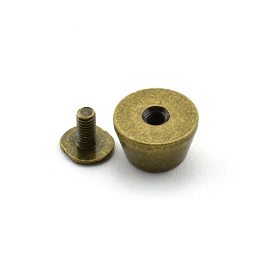 Lq Industrial 25-Pack 1/2" Purse Handbag Feet Nailhead Flat Stud Solid Brass Screw-Back Spike Metal Cone Studs Rivet Leather Craft Diy Bronze #TOP2