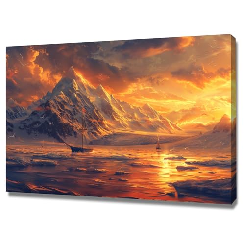 Peinture paysage marin d'hiver WODJEM décoration murale chambre