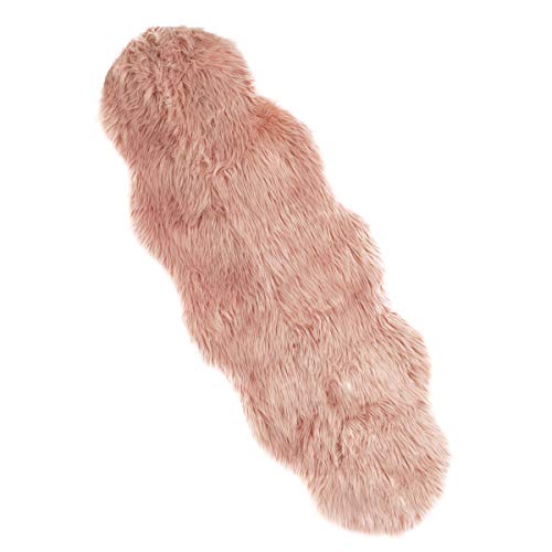 Lavish Home Sheepskin Throw Rug – Faux Fur 2X5-Foot High Pile Runner – Soft And Plush Mat For Bedroom, Kitchen, Bathroom, Nursery And Office (Pink) #TOP1