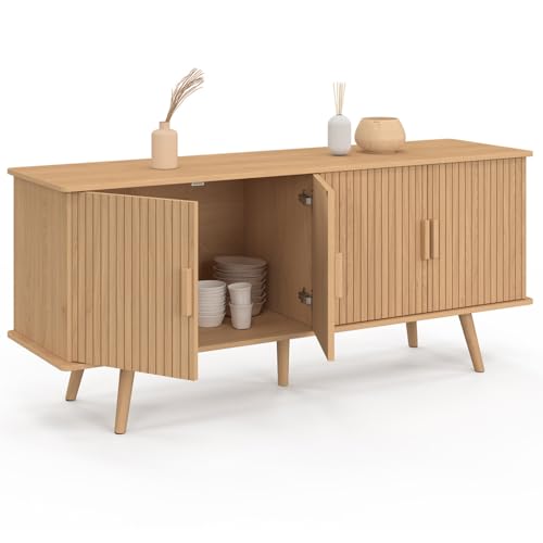 Buffet bas Juliette 140 cm chêne lattes, IDMarket