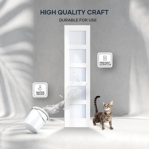 Easelife 48In X 84In (Double 24In×84In Door) Glass Barn Door With 8Ft Sliding Double Door Hardware Kit Included & Handle,Solid Lvl,Water-Proof Surface,Diy Assembly,5-Panel Glass,White #TOP3