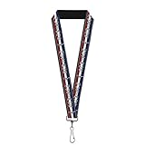 Buckle-Down womens Lanyard - 1.0' Mustang/Text W/Tri-bar Stripe Key Chain, Multicolor, One Size US