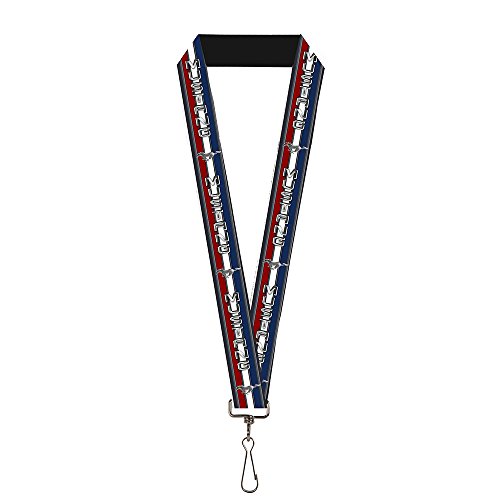 Buckle-Down womens Lanyard - 1.0' Mustang/Text W/Tri-bar Stripe Key Chain, Multicolor, One...