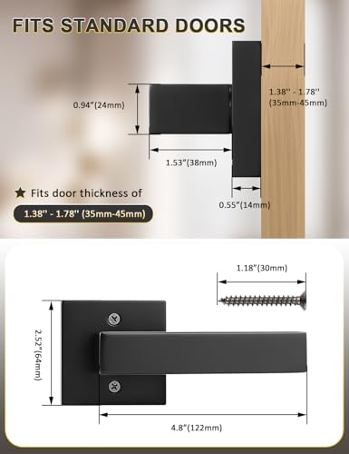 Image of Tinewa 8 Pack Dummy Door Handles for Left Hand and Right Hand, Square Black Door Konbs for Closets, Non-Turning Single Side Pull