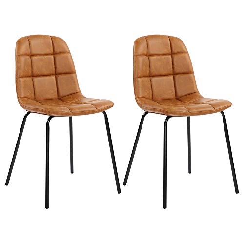Thksbought Modern Chairs Set Of 2 Pu Leather Dining Chairs With Legs For Kitchen Living Room(Brown) #TOP4