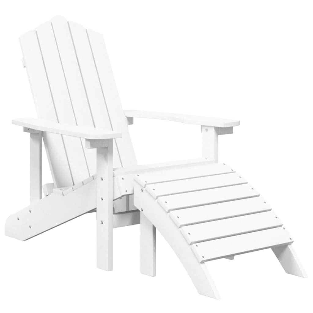 Set di mobili da giardino Adirondack Sedie 2 pezzi con poggiapiedi HDPE Bianco