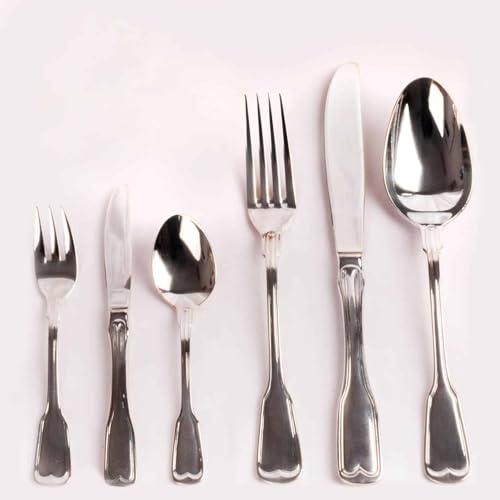 Juego de Cubiertos Bonn (36 Piezas) Acero Inoxidable Pulido con Baño en Plata, Cubertería Completa para 6 Personas con Tenedores, Cucharas, Cuchillos y Cubiertos de Postre